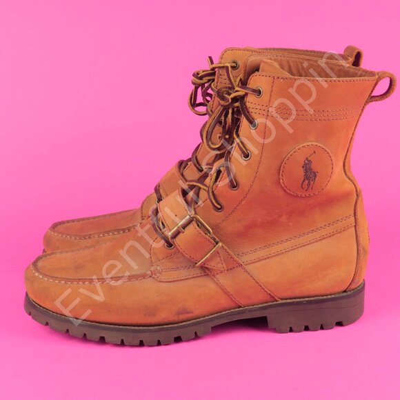 Polo Ralph Lauren Boots Mens 11D Brown Ranger Suede Buckle Strap - Picture 5 of 16
